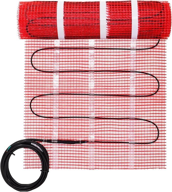 VEVOR Floor Heating Mat, 30 Sq.ft, Electric Radiant in-Floor Heated Warm System with Digital Floor Sensing Thermostat, Includes Installation Monitor, Adhesive Back for Easy Installation on The Floor