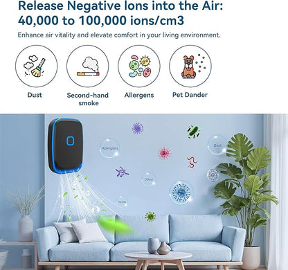 Plug In Air Ionizers for Home – 6 Pack Negative Ion Air Cleaner for Strong Dog Poof, Cat Litter Box Deodorizer, Air Purifier For Smoke, Kitchen Odor, Bathroom Closet Shoe Cabinet Office – Black