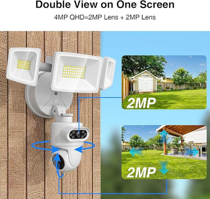 Onforu Dual Lens Floodlight Camera Outdoor 5500LM, 4MP 360°View Auto Tracking Smart Security Flood Light Surveillance Camera Wired, Motion Detection Flood Lighting Dual Cam, Night Vision, 2-Way Audio