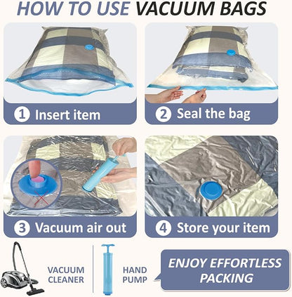 4 XXL Jumbo Vacuum Storage Bags for Bedding, Space Saver with Hand Pump | 47.2" x 35" Extra Large Vacuum Seal Bags for Bedding, Comforters, Blankets & Pillows; 80% Space-Saving Storage for Home