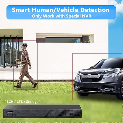 Acusense 8MP Dual Lens PoE IP Camera Outdoor Compatible with Ⲏіkconnect/ iVMS4200/ Guarding Vision, 180° Panoramic Wide Angle, Smart IR & White Light Night Vision, Plastic Casing IP Ethernet Cameras