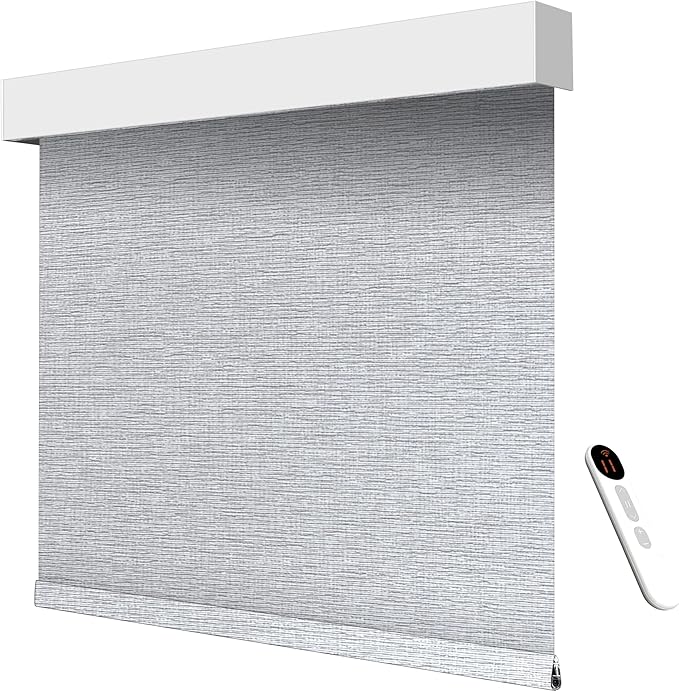 Motorized Light Filtering Roller Shades – Smart Electric Blinds for Living Room, Alexa Google Home Siri, Matter Compatible, Custom Window Shades, Cordless Rechargeable