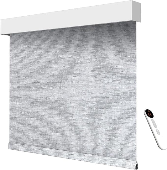 Motorized Blackout Roller Shades with Remote – Smart Blinds for Bedroom, Alexa Google Home Siri, Matter Compatible, Custom Electric Window Shades, Cordless Rechargeable