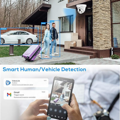 PANOEAGLE 4K PoE IP Security Camera Outdoor, 8MP Turret IP Camera with Human/Vehicle Detection, 2.8mm Lens Wide Angle, Built-in Mic,98ft EXIR Night Vision, IP67 Waterproof,NDAA Complaint,PG2385I