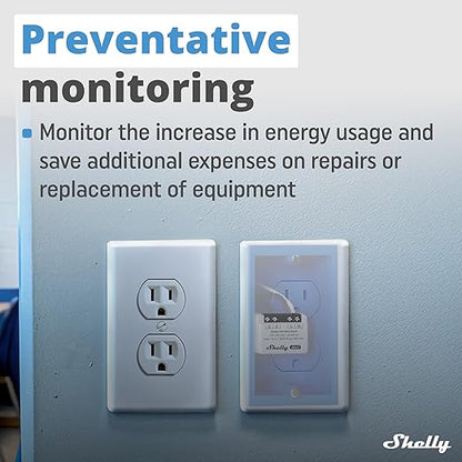 Shelly PM Mini Gen3 | WiFi Smart Power Meter 1 Channel 16 A | Home Automation | Bluetooth Gateway | Compatible with Alexa & Google Home | iOS Android App | No Hub Required | Smart Schedules (2 Pack)
