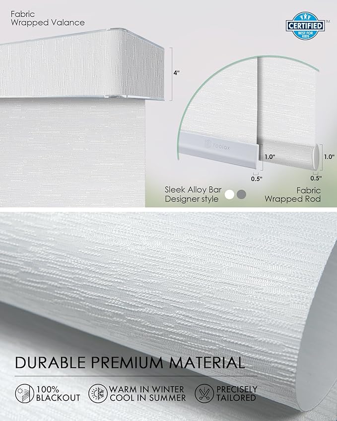 Yoolax Custom XL Smart Sliding Door Blinds, Motorized Sliding Panel Blinds Compatible with Alexa, Fabric Blackout Vertical Rechargeable Battery Shades for Glass Doors(Jacquard White)