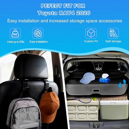AUXKO Retractable Cargo Cover for Toyota RAV4 2026, Cargo Trunk Cover Luggage Security Shade Cover for 2026 Toyota RAV4 Shielding Shade Anti-Peeping Luggage Privacy Screen, Carbon Fiber