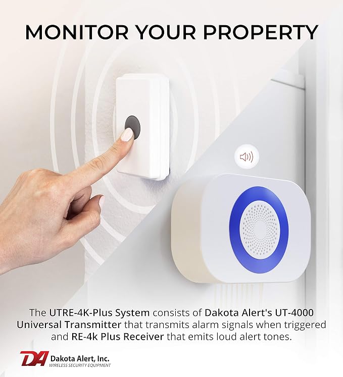 Dakota Alert UTRE-4K Plus 1-Mile Wireless Doorbell, Panic & Mailbox Alert