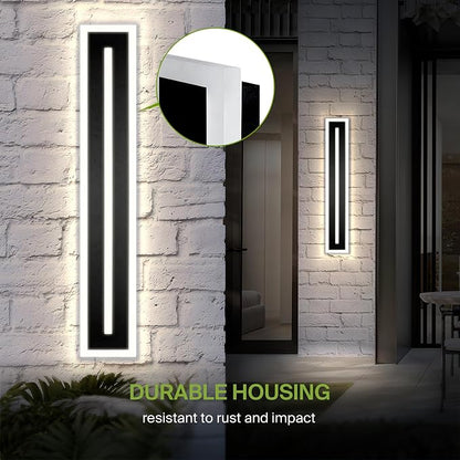 ASD LED 36" Long Wall Mount Light Fixture, Outdoor & Indoor Linear Sconce | 3CCT, Dimmable, Waterproof, Anti-Rust, ETL Listed | 30W 1850LM 3000-5000K 100-277V | Exterior Porch Lighting | Black, 2 Pack