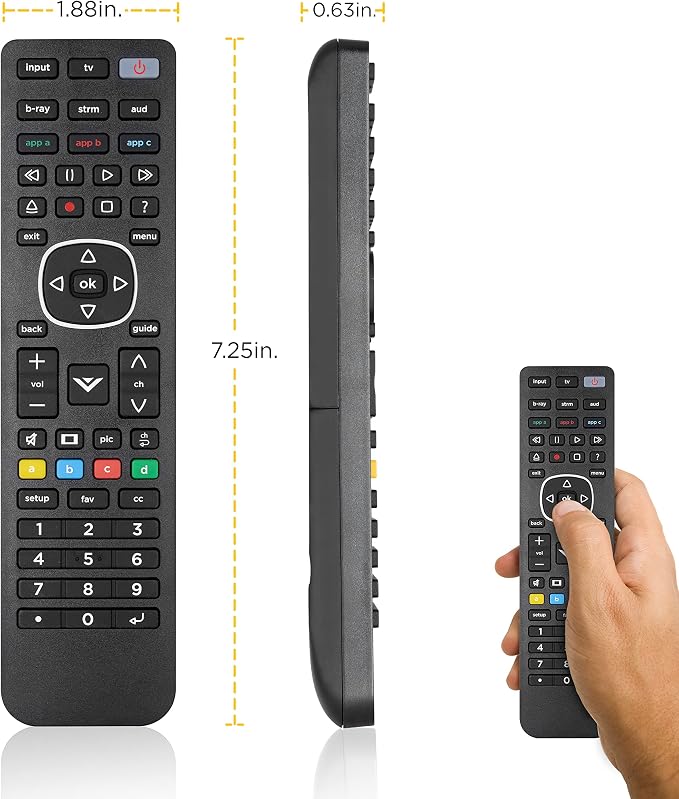 UltraPro 4-Device Replacement Remote for Vizio, Smart TV | Compatible with LED LCD HD UHD 4K HDR Plus Universal Remote Control Function for Streaming Players, Sound Bars,, 67208