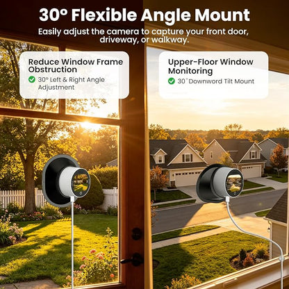 SOLIOM 5MP Window Camera with LCD Touchscreen,Indoor Camera for Home Security Outdoor,24/7 Recording,Anti-Glare Color Night Vision,AI Motion Detection, No-Drill Install for Apartments & Rentals