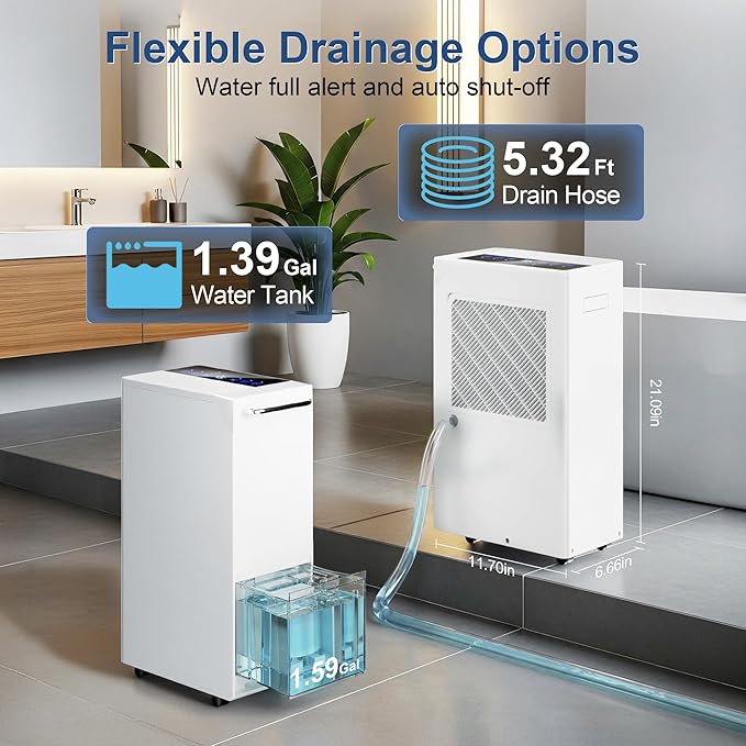 4500 Sq.Ft Dehumidifier for Home 75 Pint, Portable Dehumidifier for Basement with Drain Hose, Auto Defrost, 24H Timer, Child Lock, Wheels & Recessed Handle, Touch Control, Quiet for Bedroom Bathroom