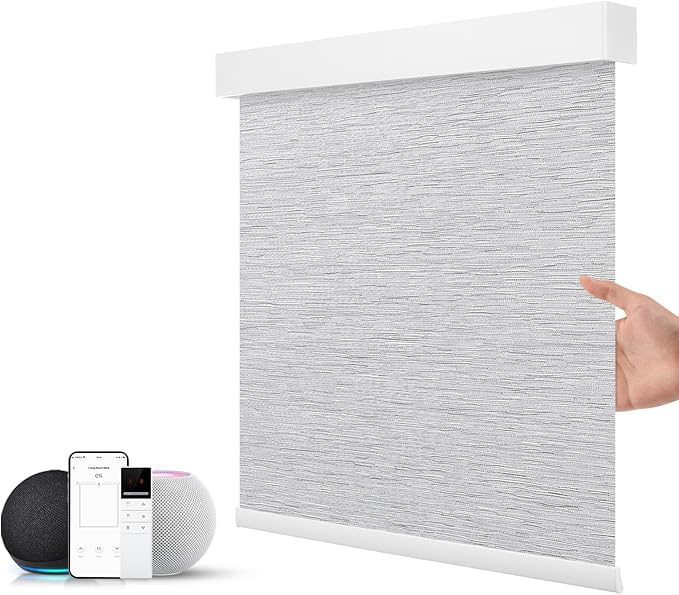 ZSTARR Motorized Blackout Window Blinds Customize Width(21-97 in) Remote Control Wireless and Rechargeable Roller Shades Blinds for Windows, Office,Home, Hotel, Club, Restaurant (Full Blackout Gray)
