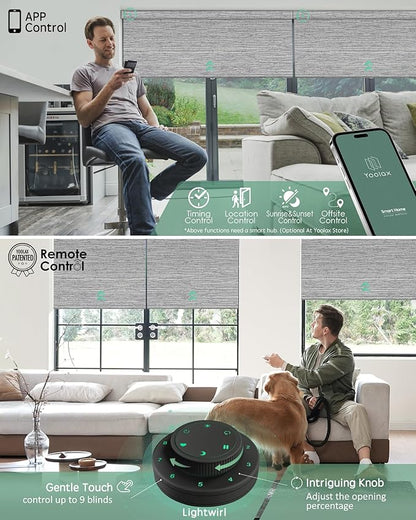 Yoolax Motorized Blinds with Remote, 100% Blackout Smart Blinds Work with Alexa, Google, Apple Homekit, Motorized Shades for Bedroom, Custom Electric Shades Voice Control (Foggy Gray)