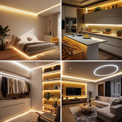 COB LED Strip, 32.8ft Warm White 3000K COB LED Strip Light, Dimmable LED Light Strip, CRI92+, 8mm Width, 24V Flexible LED Tape Light for TV, Bedroom, Kitchen Cabinet, Closet, Home Decoration.