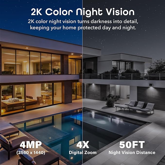 Geeni Perch 3MP Smart Magnetic Battery Camera with 3W Solar Panel – 2K HD Outdoor Wireless Security Camera with Continuous Solar Power, Color Night Vision, LED Spotlight, & IP65 Weatherproof