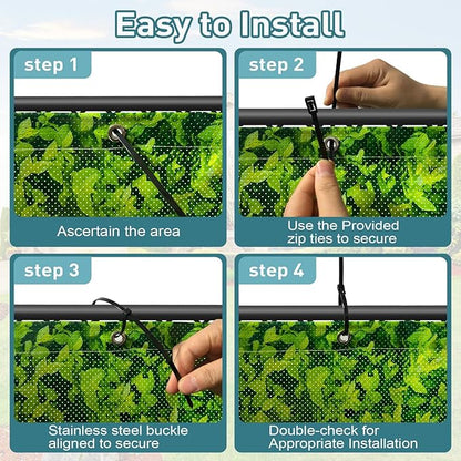 Shade&Beyond 3' X 2' Privacy Fence Screen Customized 450 GSM PVC Printed Privacy Fence with Zip Ties for Courtyards, Pools, Balconies-Green Leaves