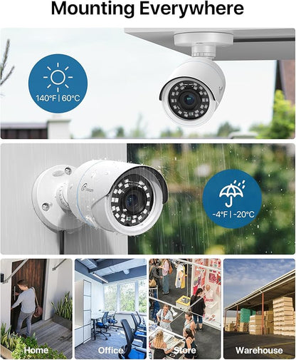 Loocam Home Security Camera System, 1080p H.265+ DVR with 1TB HDD, AI Human Vehicle Detection Wired Surveillance Camera, Security Camera for Home Indoor Outdoor, CCTV Camera APP Remote