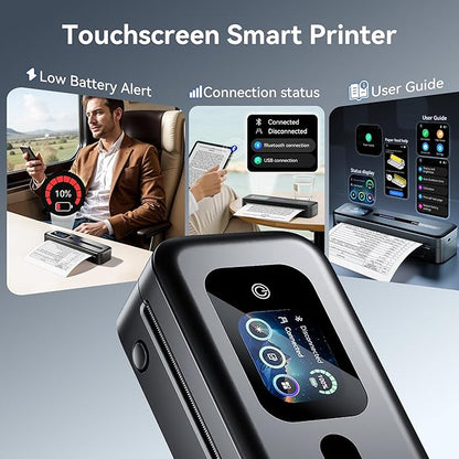 Phomemo M832D Touchscreen Portable Printer Inkless Thermal Wireless Travel | 8.5 x 11 & A4 Size, 300DPI, Bluetooth Small Mobile Compact Printer for Phone/Laptop/Tablet, for Home/Car/School/Office, Black