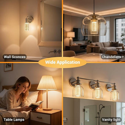JandCase LED Bulb,5W,3000K,500LM Dimmable E26 Acrylic Bubble Bulb with Ceramic Base, Suitable for E26 Lighting Fixtures Including Chandeliers, Wall Sconces, Table Lamps, and Vanity Lights-2 Pack