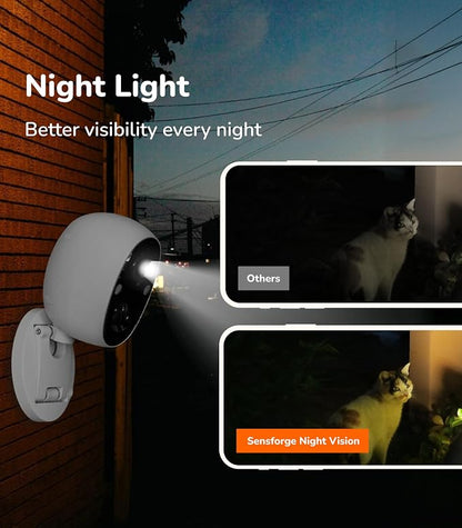 SensForge 2.5K Indoor Outdoor Battery Camera Lite, Dual-Band WiFi, Free AI Human & Pet Detection, 2-Day Cloud + Spotlight Color Night Vision, Magnetic Mount, Optional AI + Storage Upgrade