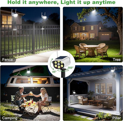 Tryme 2 Pack Fake Security Camera Solar Light with Flashing Red LED Clip-On Adjustable Dummy CCTV, 500 Lumen, 3 Modes & Motion Sensor for Porch, Yard, Garage (No Drill, Wireless)