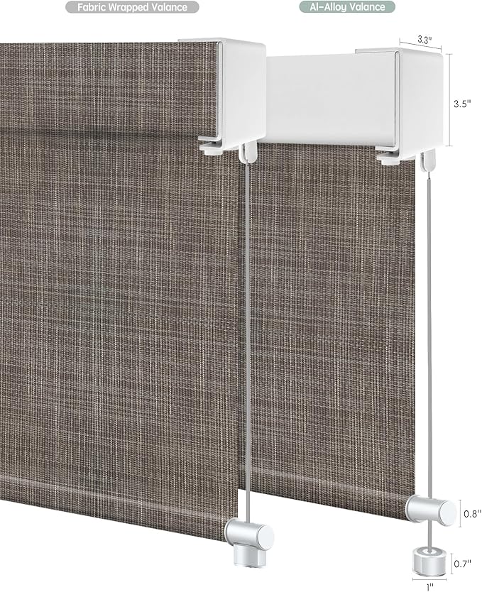 Yoolax Customized Motorized Outdoor Shades, Smart Blinds Compatible with Alexa Google, Remote Control Waterproof Blinds for Patio Porch Windows Outside (5% Openness Minty Oat Latte)