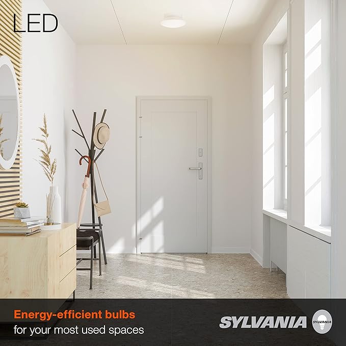 Sylvania Ultra LED Porcelain Ceiling Light Fixture, 60W = 9W, Energy Star, Non-Dimmable, Medium Base, 4000K, Cool White - 1 Pack (75081)
