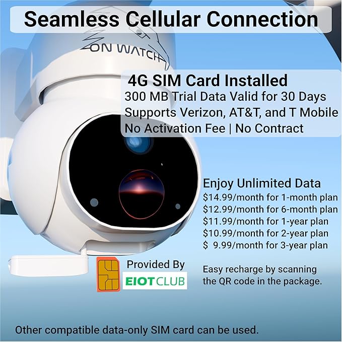 4G LTE No Wi-Fi 24/7 Recording Solar Floodlight Security Camera Outdoor Wireless, Motion-Activated Notification/Floodlight/Siren, Pan/Tilt, 2K HD Live View/Talk, Free 128GB Storage & SIM Card