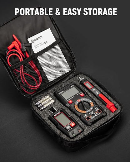 KAIWEETS Electrical Test Kit KIT01, Digital Multimeter, Smart Non-Contact Voltage Tester & GFCI Outlet Tester with LCD, Complete Set with Carrying Case & Batteries for Electrician, DIY & HVAC