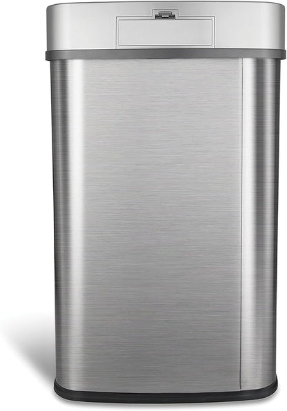 Ninestars DZT-50-28BR Automatic Touchless Motion Sensor Rectangular Trash Can, Black Top, 13 Gal. 49 L., Brush
