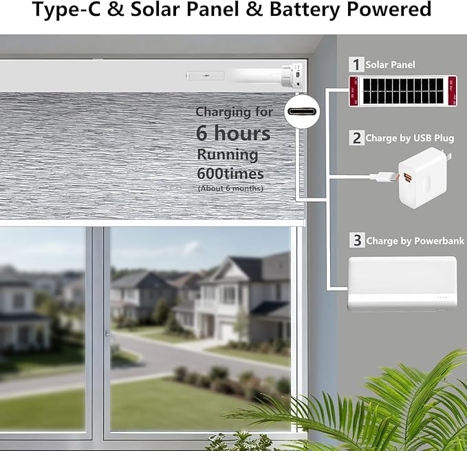 Motorized Blackout Roller Shades with Remote – Smart Blinds for Bedroom, Alexa Google Home Siri, Matter Compatible, Custom Electric Window Shades, Cordless Rechargeable