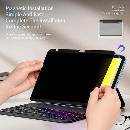 Peslv 4 Way Magnetic Privacy Screen Protector for iPad 10th Gen 2022 10.9" & iPad 11th Gen A16 2025 11", Removable 360 Spy Private Filter, Anti Blue Light Glare Bubble-Free Black Security Protector
