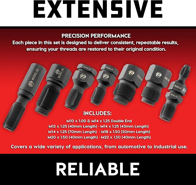 Powerbuilt 7pc Master Thread Repair Chaser Set (O2, Spark Plug & Fasteners)