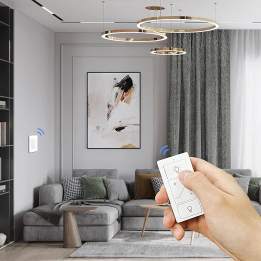 2PCS Dimmer Switch, Smart Light Switch Remote with Alexa Wireless | Single Pole Wireless Switch for Dimmable LED/CFL/Incandescent Light, 6-Level Brightness Adjustment, Bluetooth Voice Control