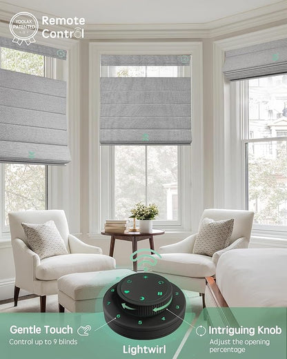 Yoolax Smart Top Down Bottom Up Roman Shades, Motorized Roman Shades with Remote, Blackout Smart Blinds Work with Alexa, Google Home, Apple Homekit for Living Room Bedroom, Customized (Basalt Stripe)