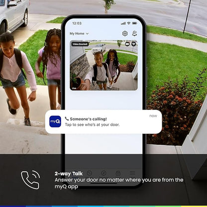 Chamberlain myQ Video Doorbell | 2K Camera, Battery/Wired, Color Night Vision, Live with 2-Way Talk, Motion Detection & Real-Time Alerts, 150 Deg Wide View, Black