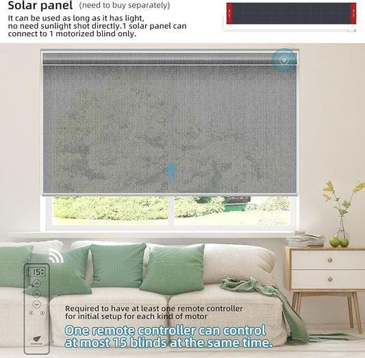 SmartWings Motorized Light Filtering Shades, Work with Homekit, Alexa Google, 50% Blackout PVC Free Smart Blinds for Windows, Cordless Window Shades with Remote, Customized, Charcoal