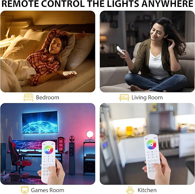 RC05RF RF Remoter, 8-Zone 2.4G Handheld Remote Control Work with RGBCCT RGBW CCT RGB LED Controller (WB5/LM052/LM053), 500ft Wireless Control / 4 Channel Group Control for Home LED Strip Lights