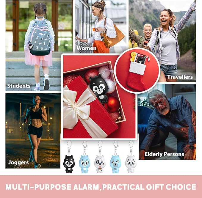 Rechargeable Personal Alarm for Women – 130dB Loud Emergency Alarm Keychain with Strobe Light, Self-Defense Safety Alarm with Low Battery Alert for Women, Kids & Seniors