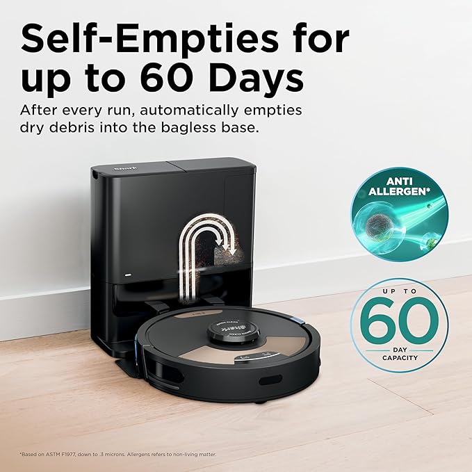 Shark Matrix Plus 2in1 Robot Vacuum & Mop with Sonic Mopping, Matrix Clean, Home Mapping, HEPA Bagless Self Empty Base, CleanEdge, for Pet Hair, Carpets and Hard Floors (Renewed)