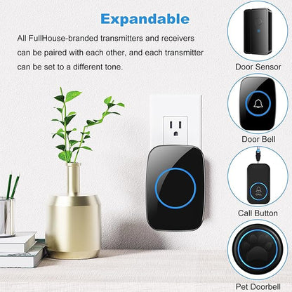 FullHouse Door Chime When Door Opens, Wireless Door Sensor Entry Alarm