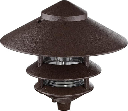 Nuvo SF76/637/04 Outdoor Pagoda Landscape Pathway Light 3 Tier - Large Hood (4 PACK) Old Bronze | 3-tier large hood, Aluminum and glass, Pole mount, E26 medium base, Wet location rated