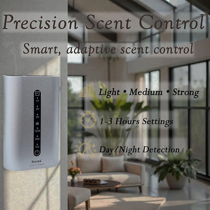 Wall Plug-in Waterless Essential Oil Diffuser, Smart Cold Air Scent Diffuser for Home, App-Controlled, 600 Sq Ft Coverage, Odor Eliminator, Includes 50ml My Way Aromatherapy Oil (Silver)