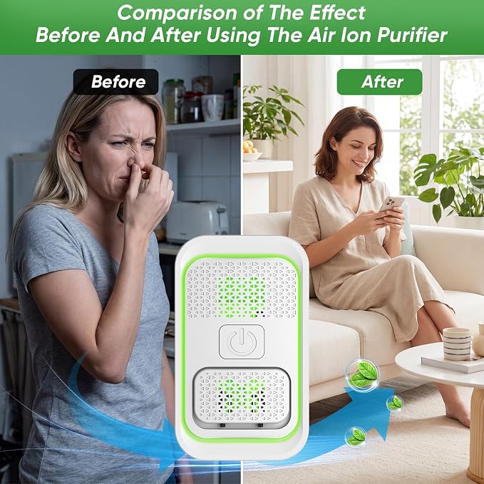 Plug In Air Ionizers - 4Pack, Negative Ion Air Purifier, Quiet Mini Air Fresheners for Home, Bedroom, Office, Kitchen, Portable Air Purifier Odor, Smoke, Dust, Pet Smell - Mini Air Cleaner White