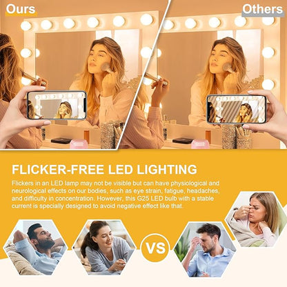 Cotanic G25 LED Vanity Light Bulb 2700K Warm White, Globe Light Bulbs for Bathroom Vanity Mirror 500LM,E26 Screw Base 5W 60W Incandescent Equivalent,Non-dimmable,Pack of 4