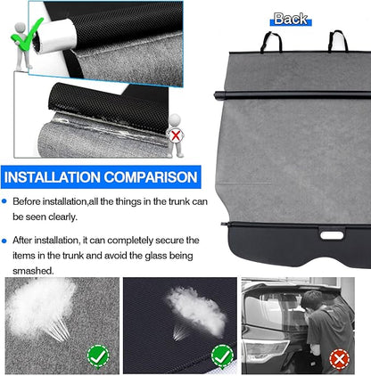 Powerty Compatible with Cargo Cover Jeep Grand Cherokee 2011-2019 2020 2021 Retractable Trunk Shielding Shade Cargo Luggage Cover No Gap (Not Fit 2021 Grand Cherokee L or 2022 Grand Cherokee)
