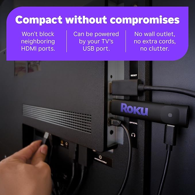 Roku Streaming Stick HD — HD Streaming Device for TV with Roku Voice Remote, Free & Live TV