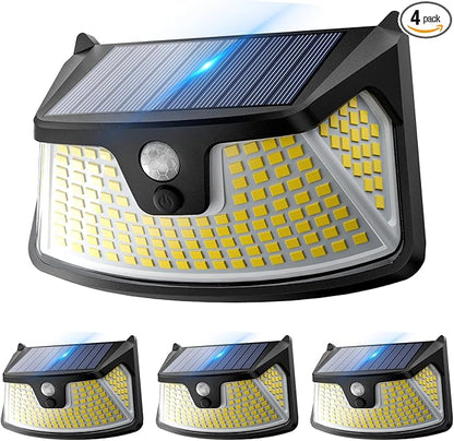 152LED Solar Motion Light Outdoor, 850LM Super Bright 3-Mode Motion Sensor Lights, Outdoor IP65 Waterproof 270° Wide Security Light, Solar Powered Flood Lamp for Garden Wall Fence Garage（4 Pack）