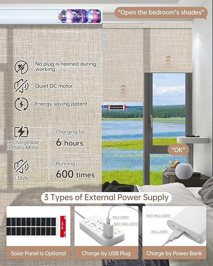 Kincmo Motorized Blinds with Remote, Light Filtering Roller Shades Work with Apple Homekit,Alexa,Google Home, Custom Electric Blinds with App,Voice Control (70% Blackout Aurora Beige)